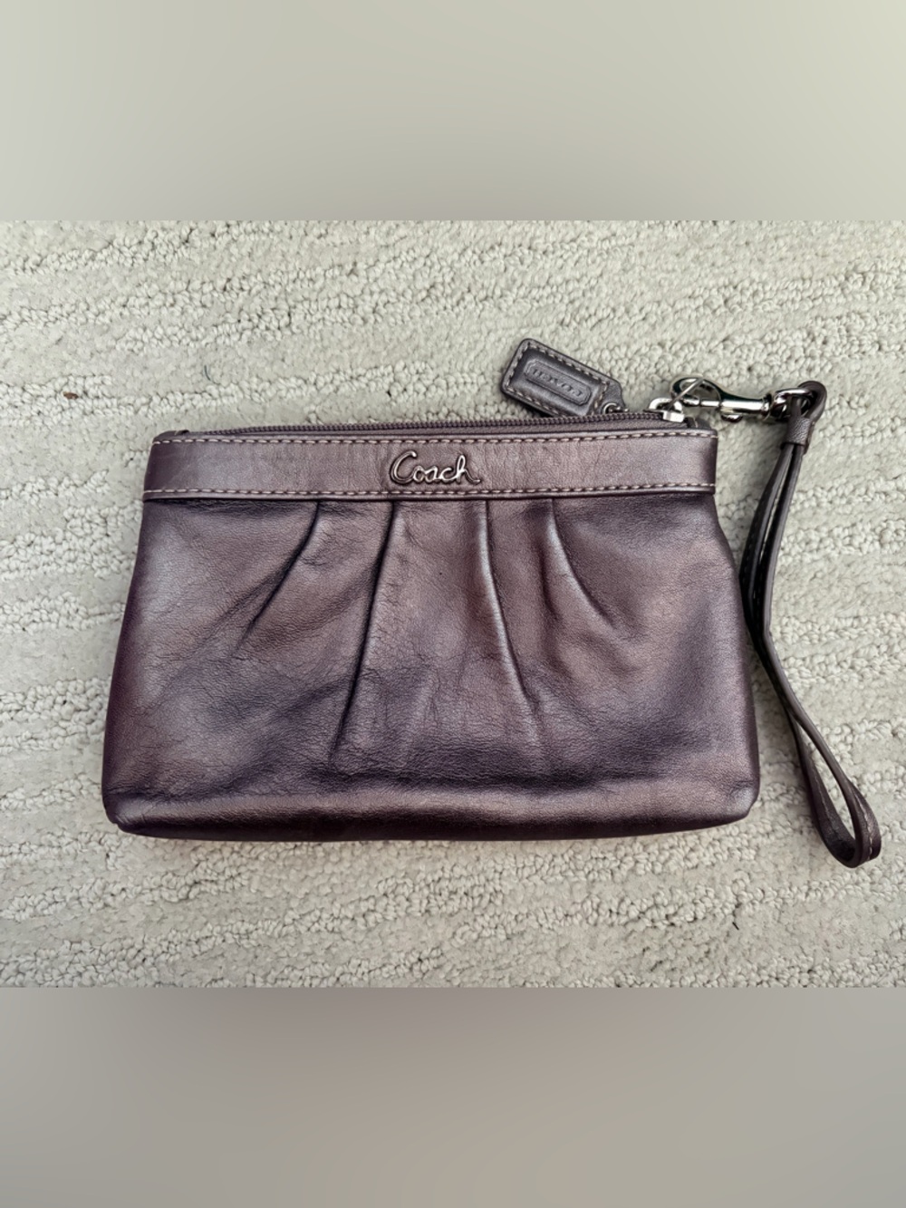 Coach Silvery-Purple Wristlet with Strap